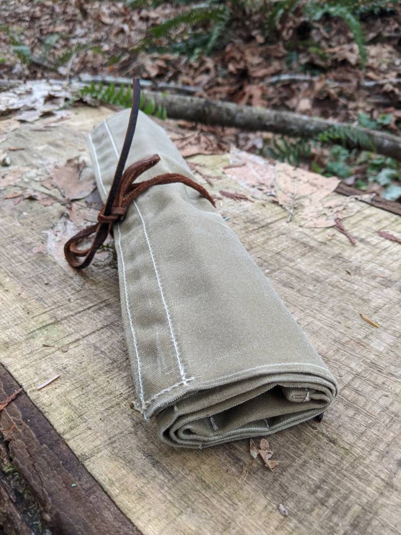 Kestrel Field Tan Waxed Canvas Tool Roll Up Pouch, Case for your Gear, Supplies or Tools by PNWBUSHCRAFT image 3