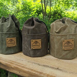 The Cedar Bag with outside pockets an a Leather Label for Gear, Cook Set, Bushcraft, Camping and the Great Outdoors  PNWBushcraft