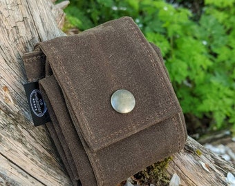 Rugged Brown Waxed Canvas Foraging Pouch, Bag, Perfect for when you need an Extra Pocket  Hip Bag