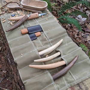 Kestrel Field Tan Waxed Canvas Tool Roll Up Pouch, Case for your Gear, Supplies or Tools by PNWBUSHCRAFT