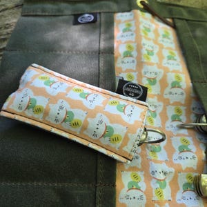 Maple Waxed Canvas Pocketknife Roll with Lucky Cat Lining + Matching Slip – Handcrafted by PNWBUSHCRAFT