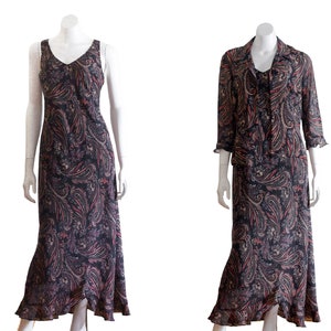 90s paisley dress and blouse set image 1