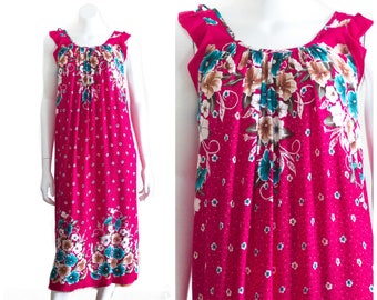 Vintage 1990s Pink Dress with Tropical Flowers