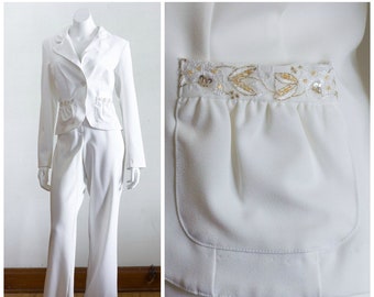 white pants suit outfit