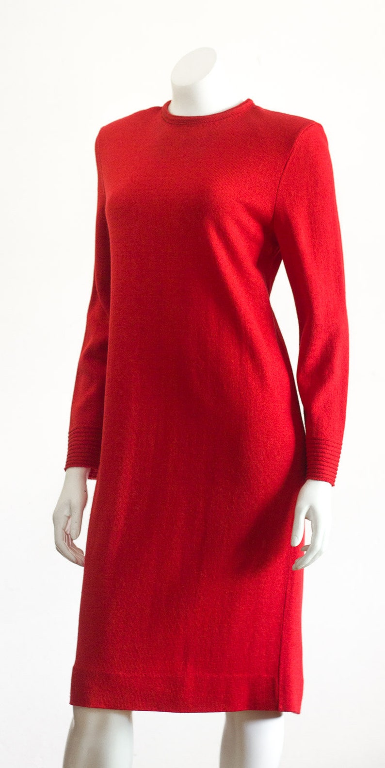 1980s coralred sweater dress