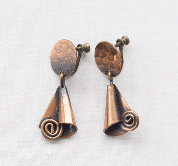 Copper dangle earrings - image 1