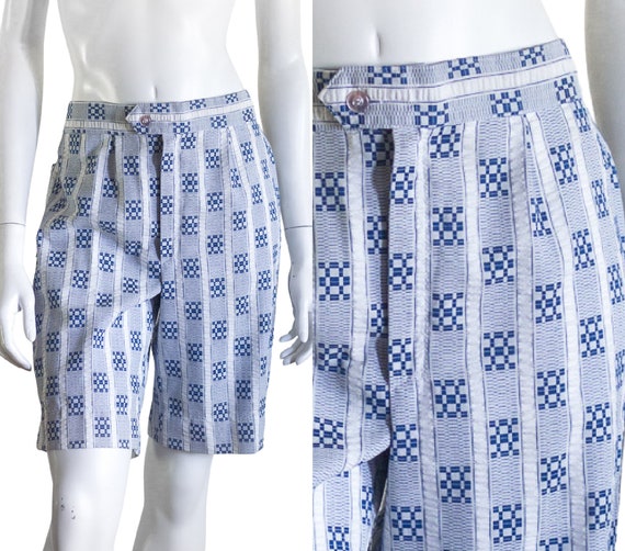 Blue and white stripe seersucker shorts - image 1