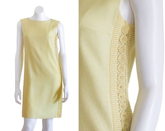 1960s Yellow Linen Sheath Dress