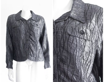 Vintage Gray and Black Button Up Top