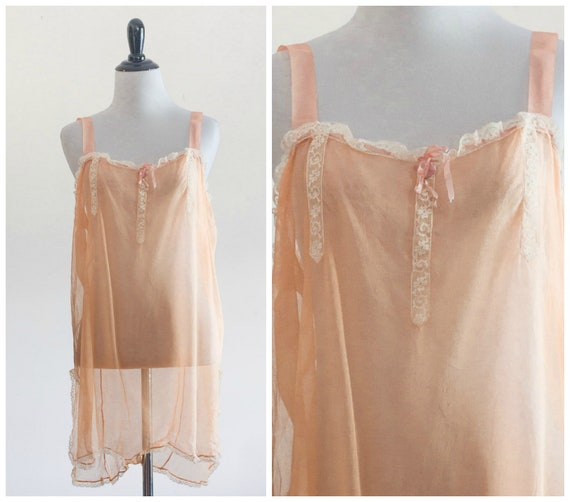 1920s peach silk teddy
