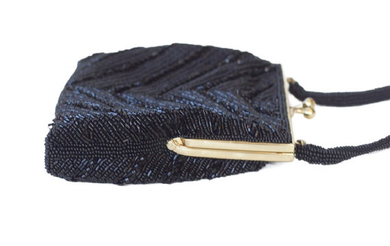 1950s Black Beaded Purse with Coin Purse - image 6