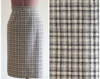 Vintage 1960s Gray Plaid Skirt