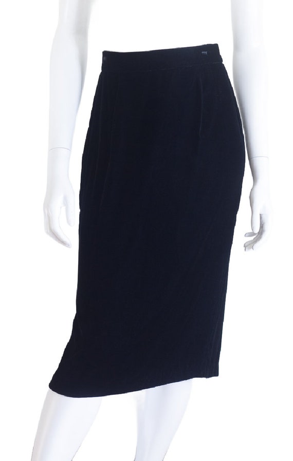 Vintage Black Velvet Skirt with Bow and Rhineston… - image 4