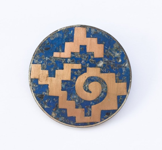 Vintage Lapis Lazuli Taxco Silver Pendant Brooch