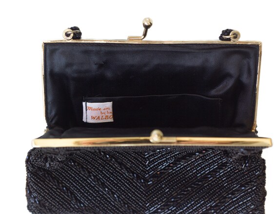 1950s Black Beaded Purse with Coin Purse - image 2