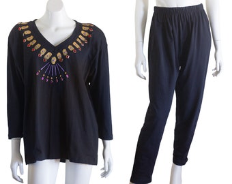 Vintage 1980s Bejeweled Shirt and Pants