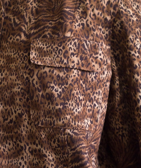 Vintage Brown Animal Print Jacket | Band Collar |… - image 7
