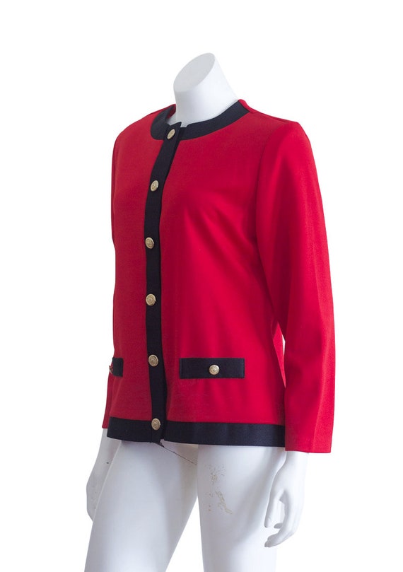 1990s red and black blazer with gold buttons - image 6