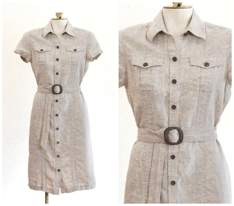 short sleeve linen shirt dress