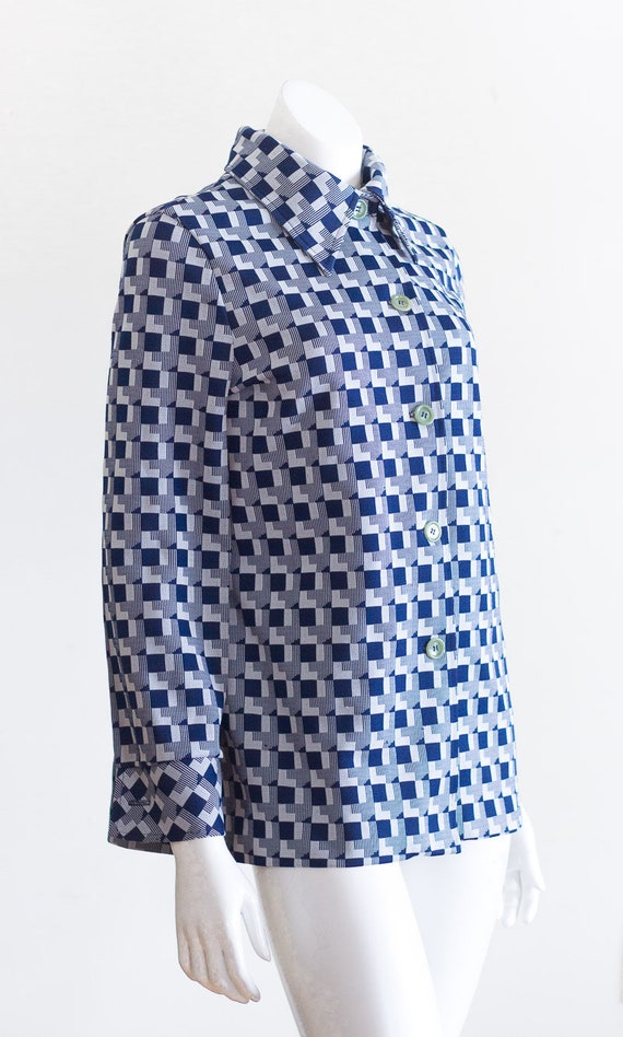 1970s blue and gray blouse - image 5