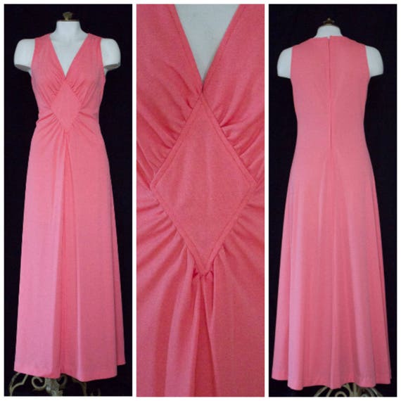 1970s pink sleeveless formal dress