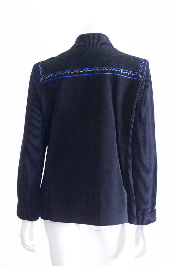 Bob Mackie black suede embroidered jacket - image 4