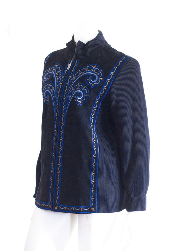 Bob Mackie black suede embroidered jacket - image 6