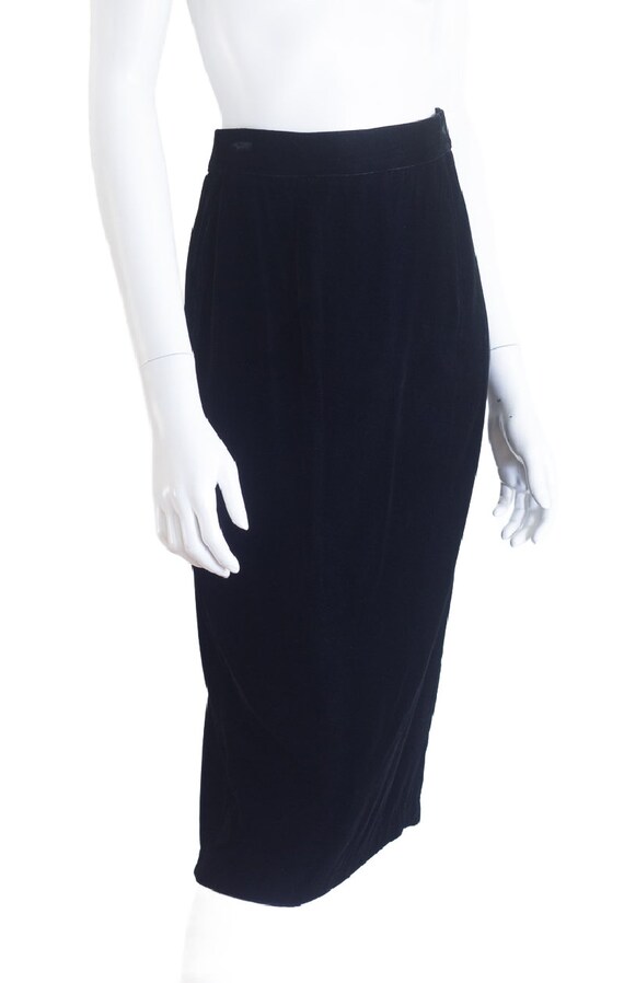 Vintage Black Velvet Skirt with Bow and Rhineston… - image 5