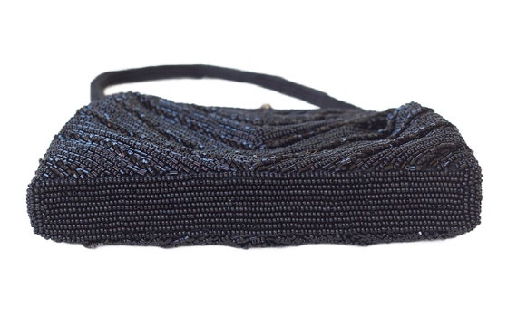 1950s Black Beaded Purse with Coin Purse - image 7