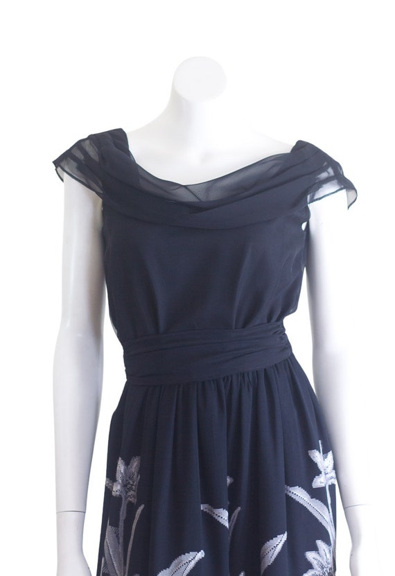Vintage 1960s Black and Silver Chiffon Dress - image 8