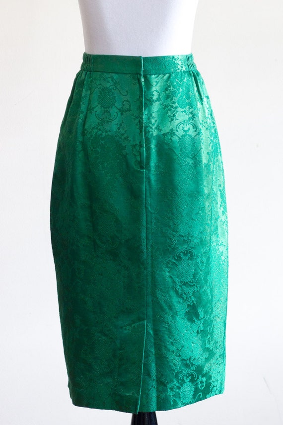 Vintage Green Brocade Sheath Skirt - image 3