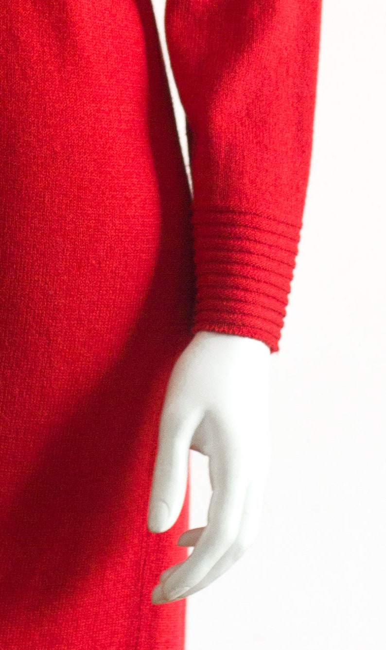 1980s coralred sweater dress