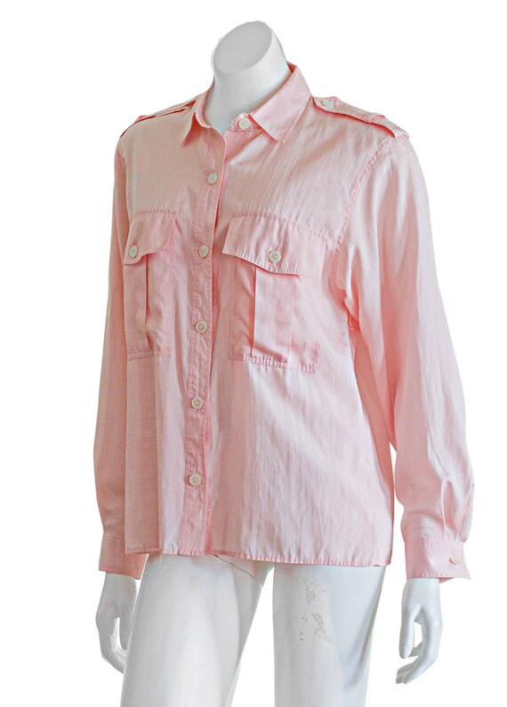 1990s pink silk blouse - image 3