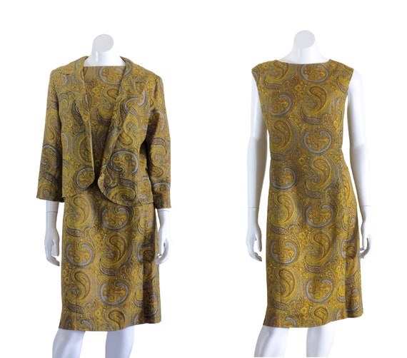 Vintage 1960s/70s Paisley Two-Piece Dress and Jac… - image 1