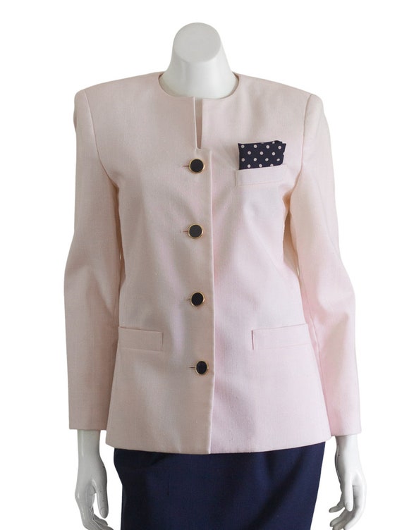 Vintage 1990s Pink Blazer with Polka Dot Pocket S… - image 8