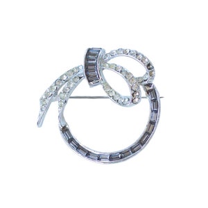 Vintage Rhinestone Bow Pin