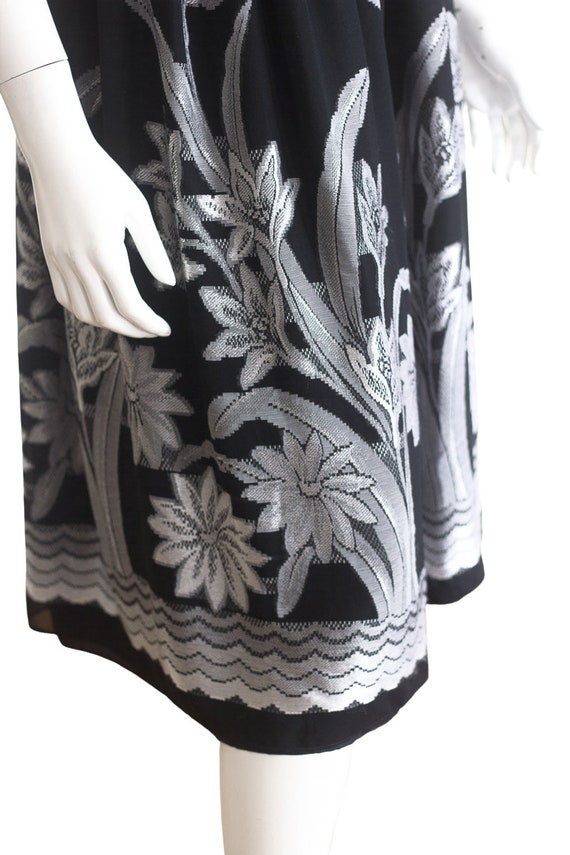 Vintage 1960s Black and Silver Chiffon Dress - image 5