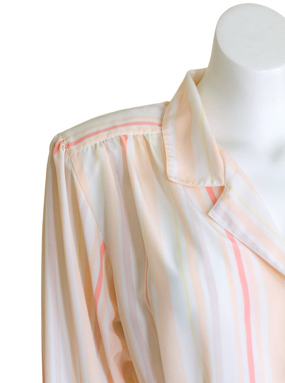 1990s peach and pink striped blouse - image 5