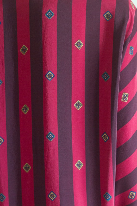 1980s Striped Silk Dress with Pleated Front - image 5