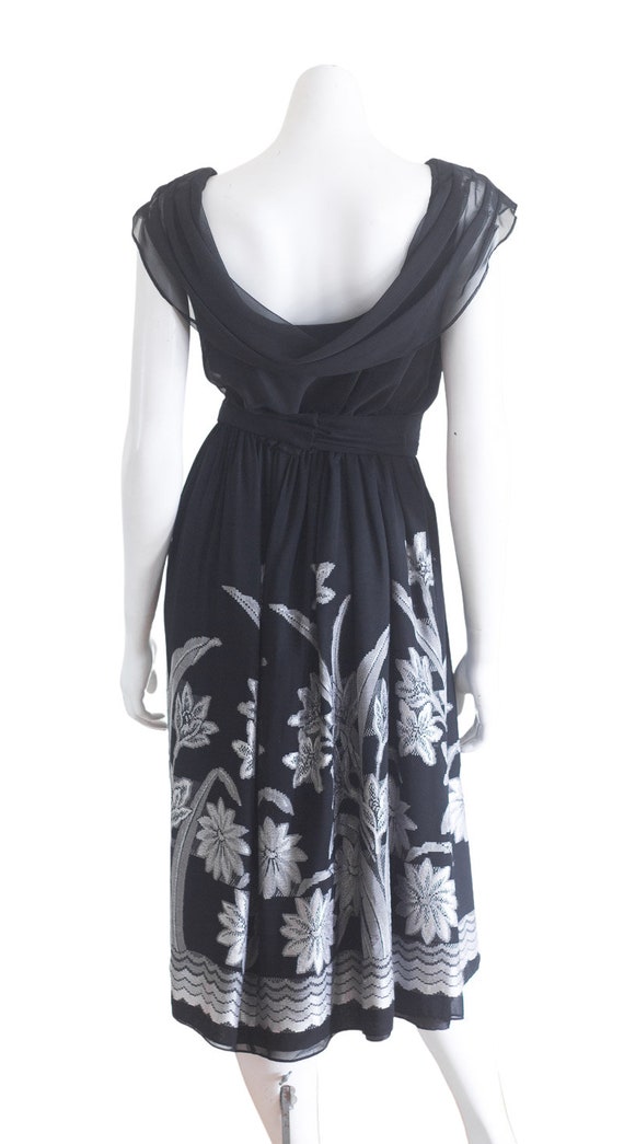 Vintage 1960s Black and Silver Chiffon Dress - image 2