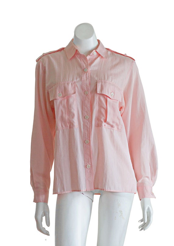 1990s pink silk blouse - image 10