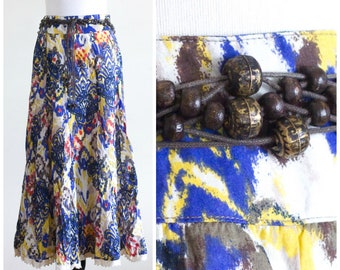 Vintage Peasant Skirt with Beaded Belt