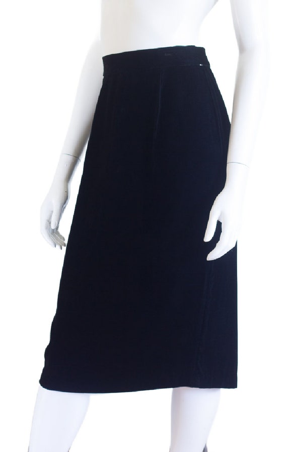 Vintage Black Velvet Skirt with Bow and Rhineston… - image 3