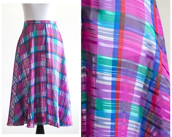 Pink and blue plaid skirt