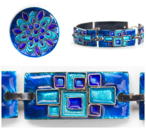 Mid Century Modern Scandinavian enamel bracelet an
