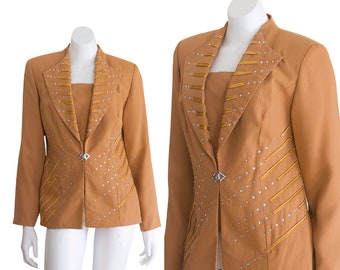 Vintage 1990s does 1940s Ochre Blazer with Sequins