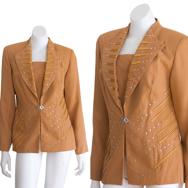 Vintage 1990s does 1940s Ochre Blazer with Sequins