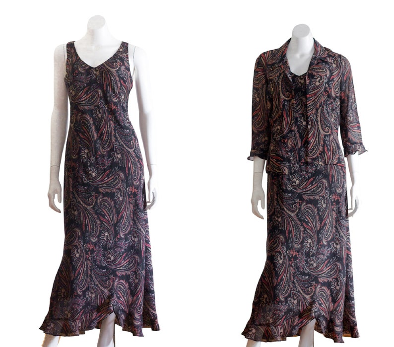 90s paisley dress and blouse set image 1