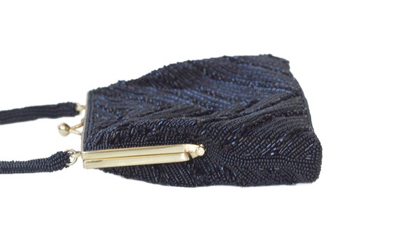 1950s Black Beaded Purse with Coin Purse - image 8