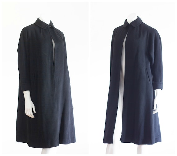 1950s black cashmere swing coat